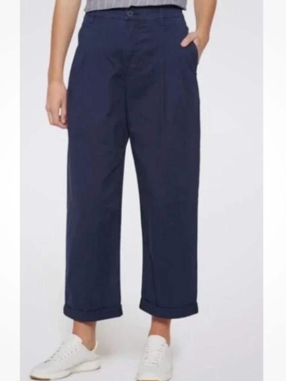 Pistola Navy Blue Estelle Mid Rise Cropped Trousers Pants, Size 28